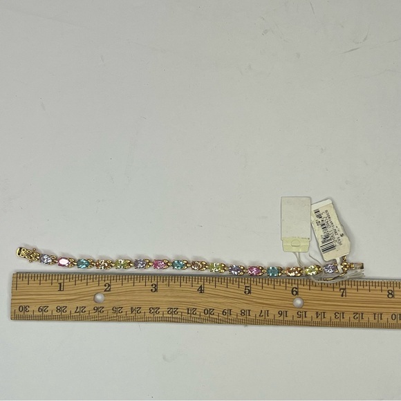 New with Tags 18k Yellow Gold over Sterling Silver Tennis Bracelet - Picture 8 of 8